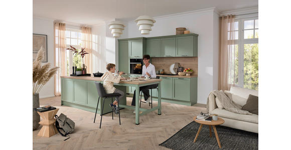 EINBAUKÜCHE   - Eukalyptusholzfarben/Grün, Design, Holzwerkstoff - Novel