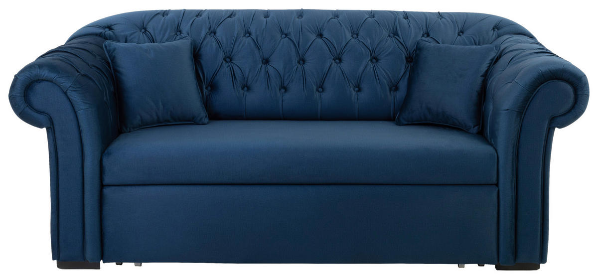 SCHLAFSOFA  mit Velours Dunkelblau  - Schwarz/Dunkelblau, Design, Holz/Textil (213/86/99cm) - MID.YOU