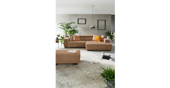 ECKSOFA in Webstoff Orange  - Schwarz/Orange, KONVENTIONELL, Textil/Metall (279/182cm) - Hom`in