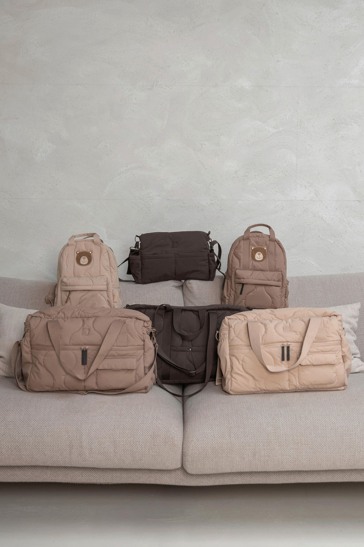 WICKELTASCHE Sydney  - Sandfarben/Braun, Basics, Textil (41/29/15cm)