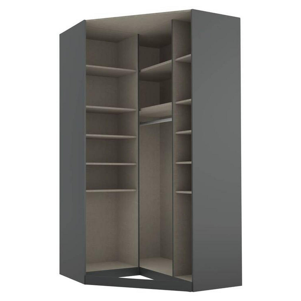 Thumbnail - Rauch Möbel Eckkleiderschrank Rauch Alabama, Grau, Holzwerkstoff, 12 Fächer, 117x229x117 cm, Blauer Engel, Goldenes M, B...