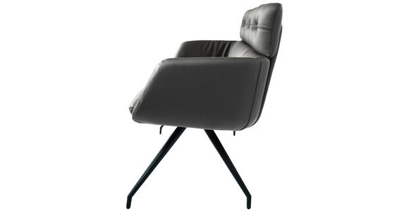 SITZBANK 200/91/70 cm Echtleder Schwarz  - Schwarz, Design, Leder/Metall (200/91/70cm) - Dieter Knoll