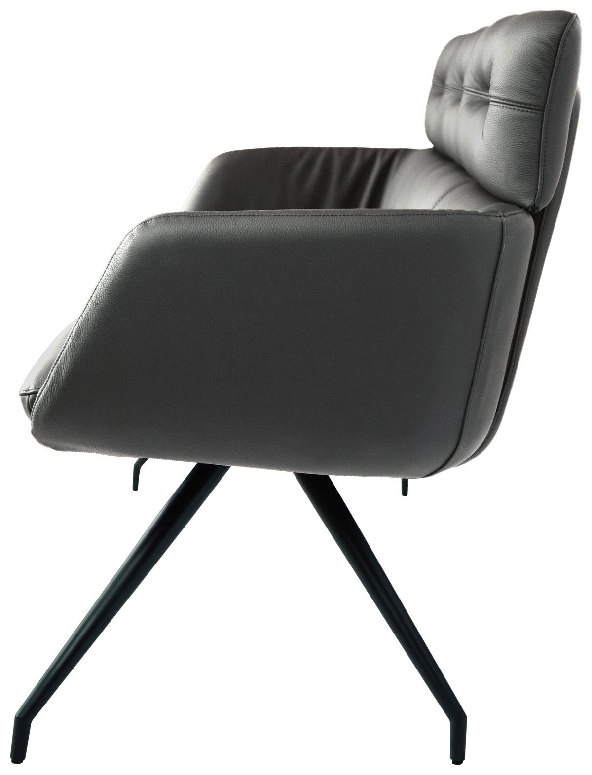 SITZBANK 200/91/70 cm Echtleder Schwarz  - Schwarz, Design, Leder/Metall (200/91/70cm) - Dieter Knoll