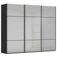 SCHWEBETÜRENSCHRANK  in Grau, Schwarz  - Schwarz/Grau, KONVENTIONELL, Glas/Holzwerkstoff (242/223/68cm) - Novel