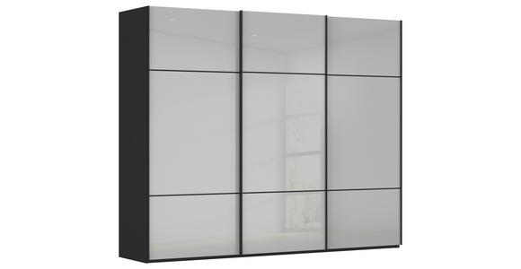 SCHWEBETÜRENSCHRANK in Grau, Schwarz - Schwarz/Grau, KONVENTIONELL, Glas/Holzwerkstoff (242/223/68cm) - Novel