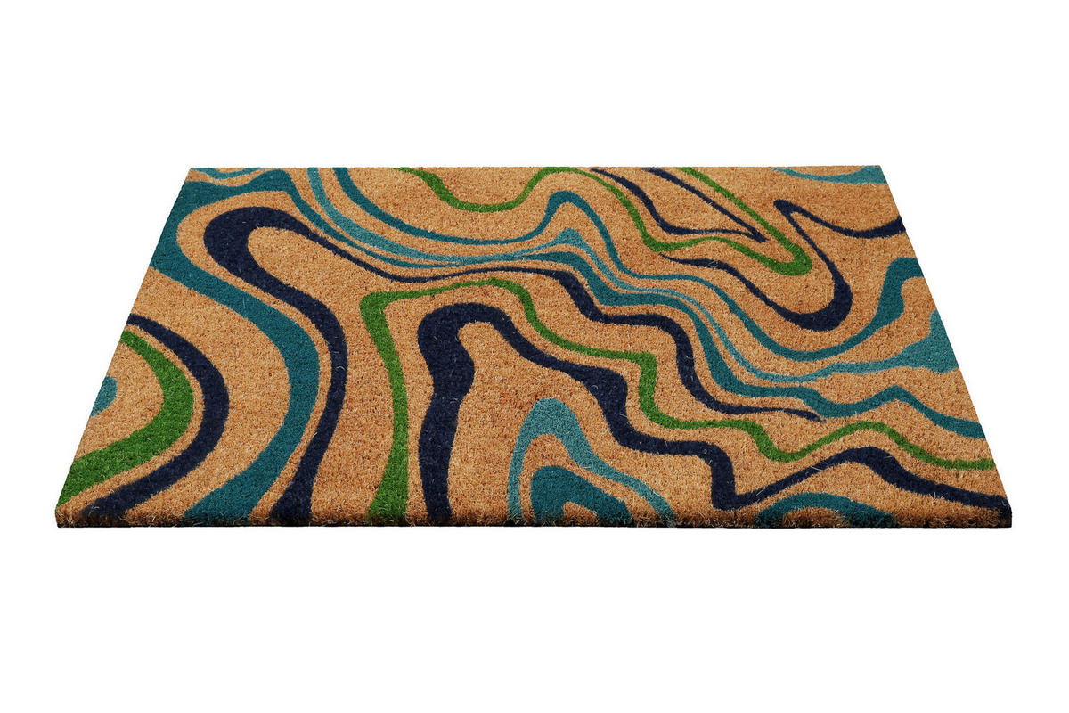 FUßMATTE 60/90 cm Aqua Fusion  - Blau/Beige, KONVENTIONELL, Kunststoff/Textil (60/90cm) - WECON HOME