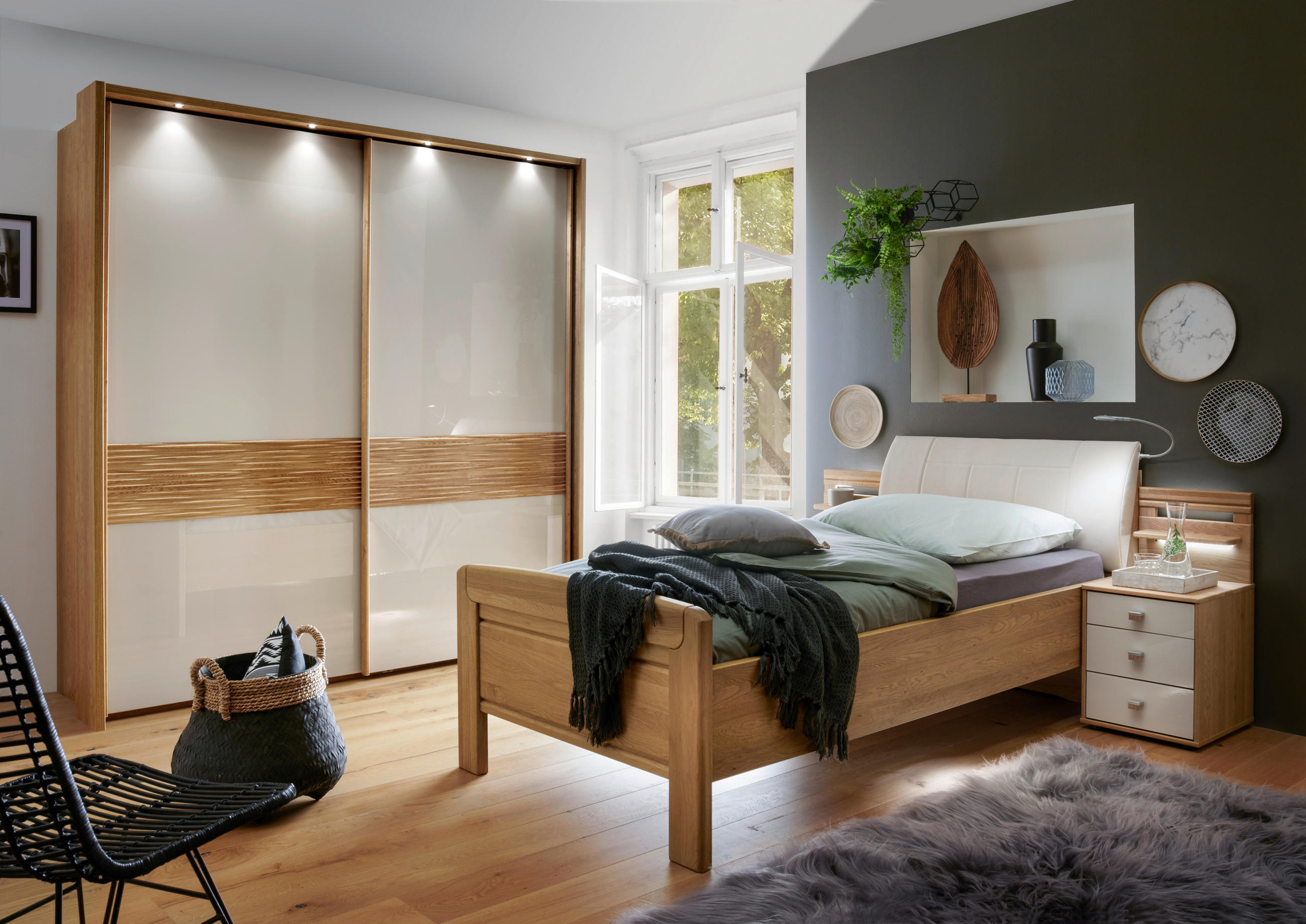 BETT 120/200 cm  in Eichefarben, Champagner  - Champagner/Eichefarben, KONVENTIONELL, Holz/Holzwerkstoff (120/200cm) - Venda