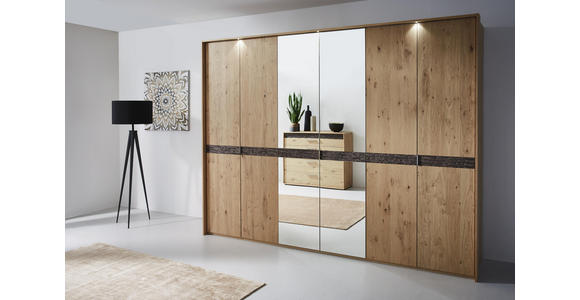 DREHTÜRENSCHRANK in Eichefarben - Chromfarben/Eichefarben, Natur, Holz/Holzwerkstoff (299,2/229,4/59,5cm) - Dieter Knoll