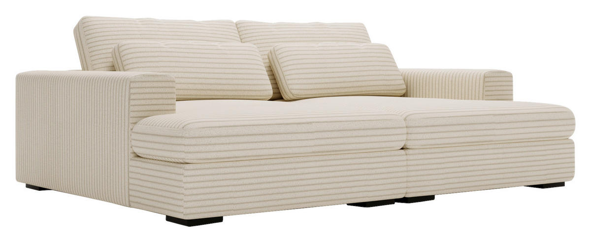 BIGSOFA Cord Beige  - Beige/Schwarz, Design, Textil (218/80/158cm) - home24