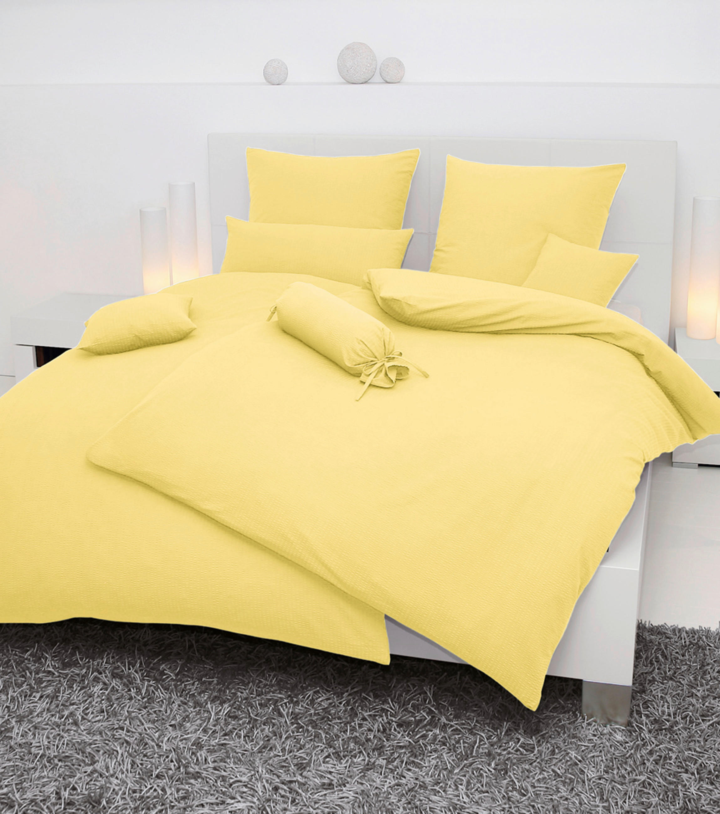 BETTWÄSCHE Seersucker 155/200 cm  - Gelb, Basics, Textil (155/200cm) - Janine