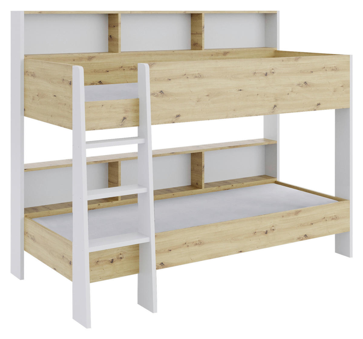ETAGENBETT - Weiß/Eiche Artisan, KONVENTIONELL, Holzwerkstoff (90/200cm) - MID.YOU