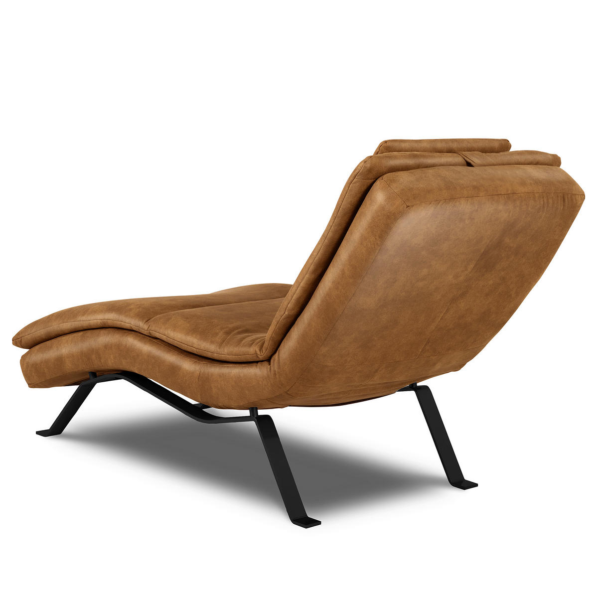 RELAXLIEGE Echtleder Cognac  - Cognac/Schwarz, Design, Leder/Metall (65/95/171cm) - Celina Home