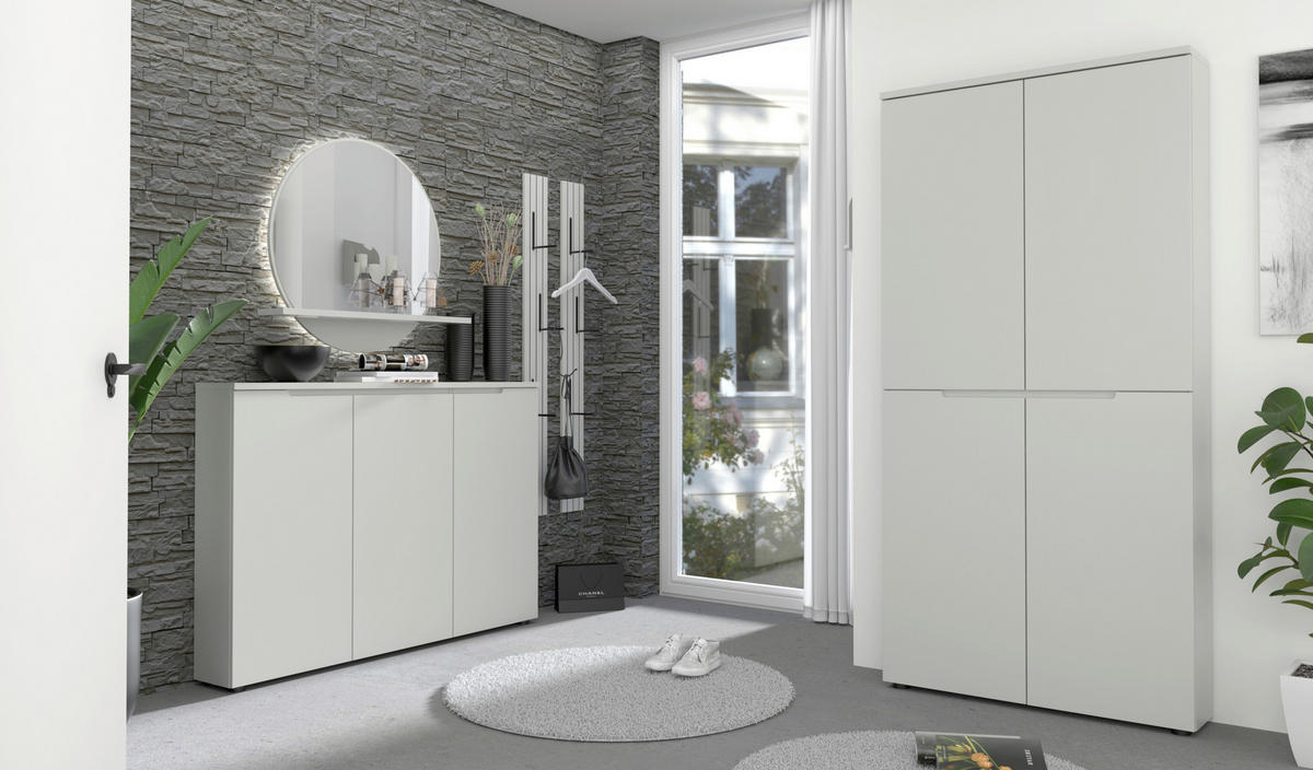 GARDEROBE 3-teilig  in 175/187/22 cm  - Grau, Design, Glas/Holzwerkstoff (175/187/22cm) - Xora