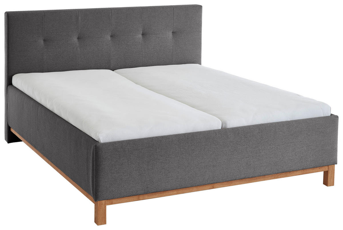 POLSTERBETT 180/200 cm  in Anthrazit  - Eichefarben/Anthrazit, MODERN, Holz/Textil (180/200cm) - Livetastic
