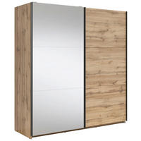 SCHWEBETÜRENSCHRANK 183/195,5/60 cm 2-türig Klar, Eiche Wotan  - Klar/Anthrazit, MODERN, Glas/Holzwerkstoff (183/195,5/60cm) - MID.YOU