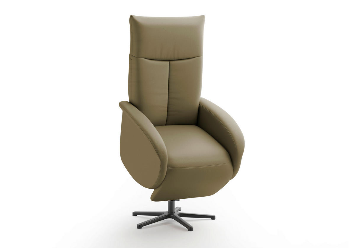 DREHSTUHL  in Olivgrün  - Schwarz/Olivgrün, MODERN, Leder/Metall (75/112/82cm) - Sit & More