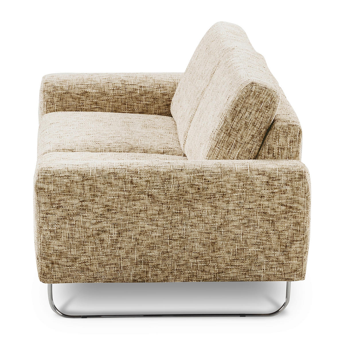 2-SITZER-SOFA SPRING in Webstoff Hellbraun Modern  - Chromfarben/Hellbraun, Design, Textil/Metall (157/85/92cm) - Livetastic