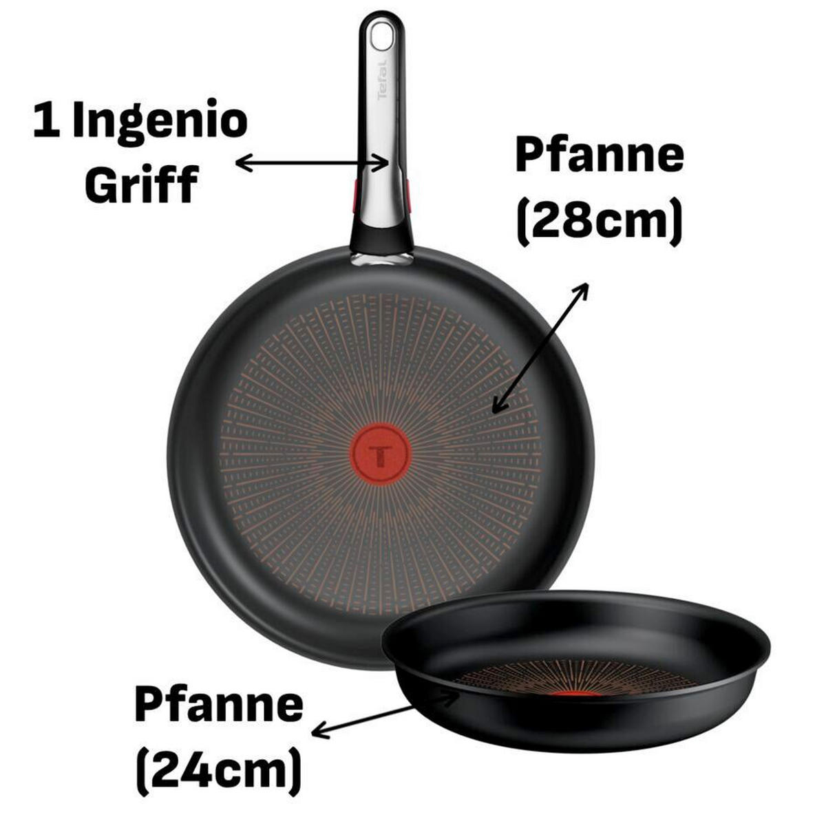 PFANNENSET Expertise G7 Aluminium 3-teilig  - Schwarz, Basics, Metall (24 / 28cm) - Tefal