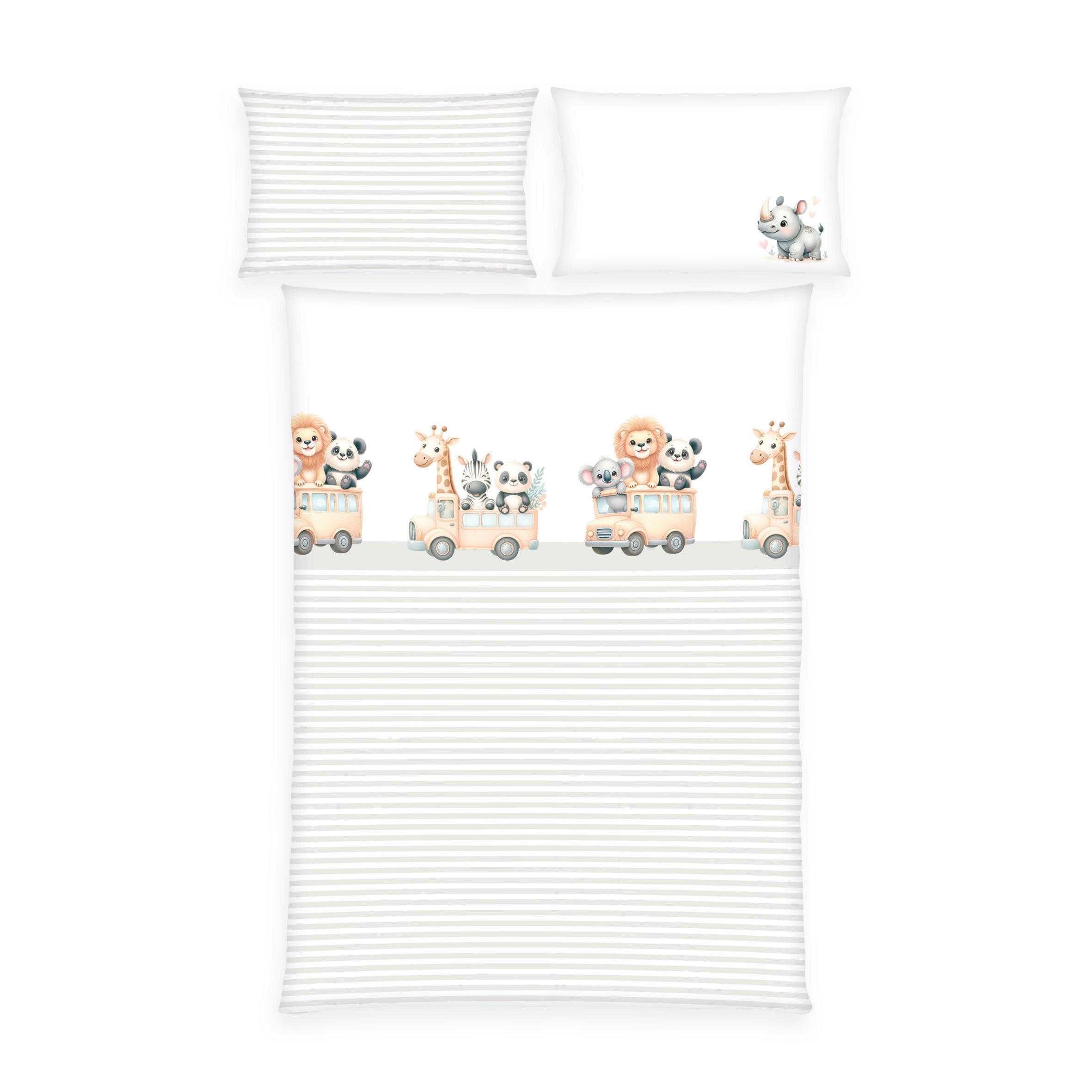 BABYBETTWÄSCHE Adventure Buddies Flanell 100/135 cm  - Hellgrau/Weiß, Basics, Textil (100/135cm) - baby best