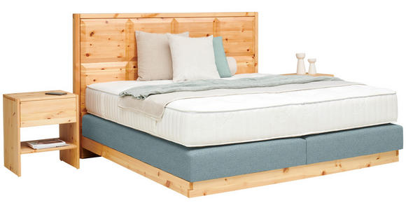 BOXSPRINGBETT 180/200 cm  in Blau, Zirbelkieferfarben  - Blau/Zirbelkieferfarben, Natur, Holz/Textil (180/200cm) - Valnatura