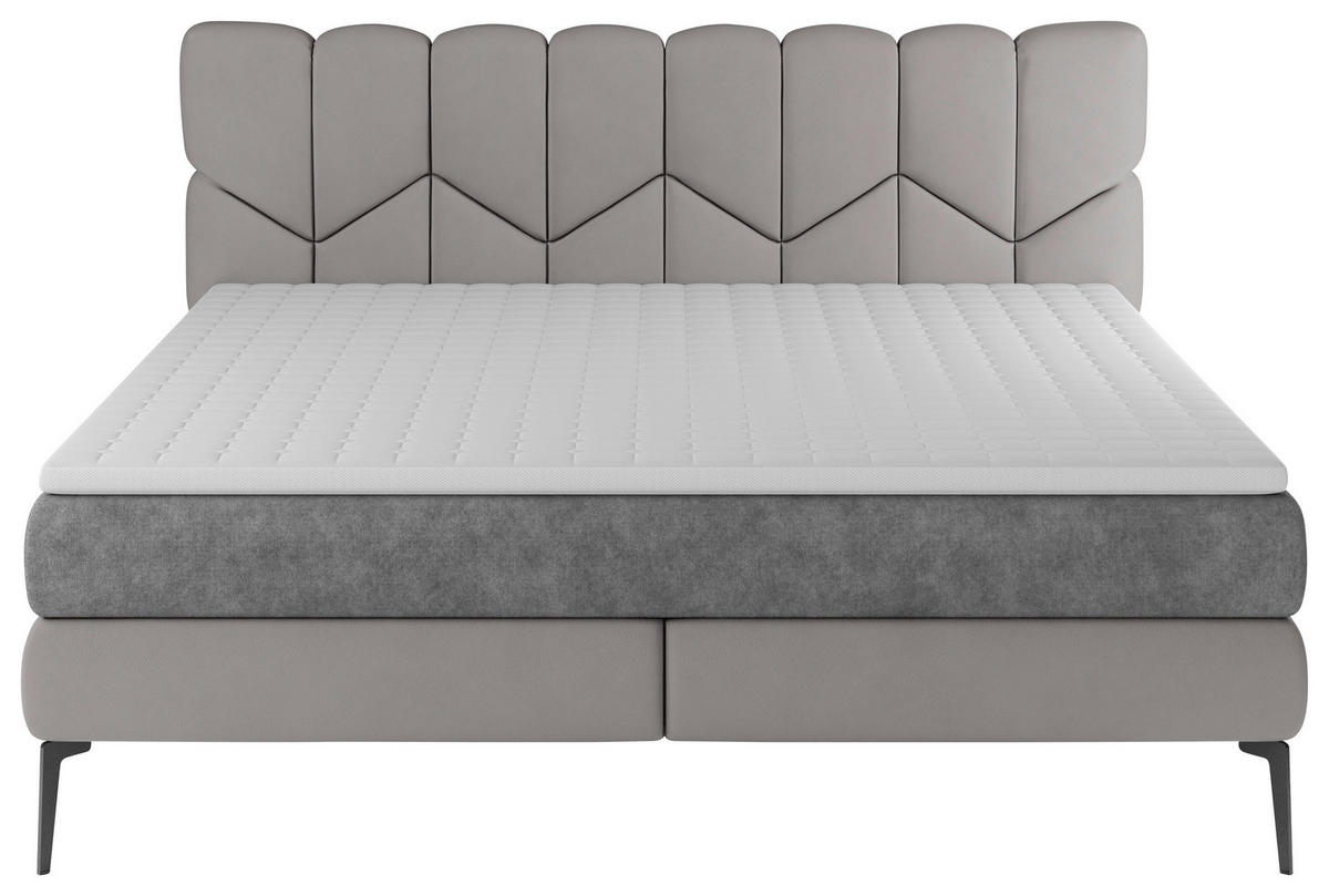 BOXSPRINGBETT 180/200 cm  in Dunkelgrau  - Dunkelgrau/Schwarz, Design, Leder/Textil (180/200cm) - Esposa