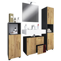BADEZIMMER 4-teilig  in 123 cm  - Honigeiche/Anthrazit, MODERN, Holzwerkstoff/Kunststoff (123cm) - MID.YOU