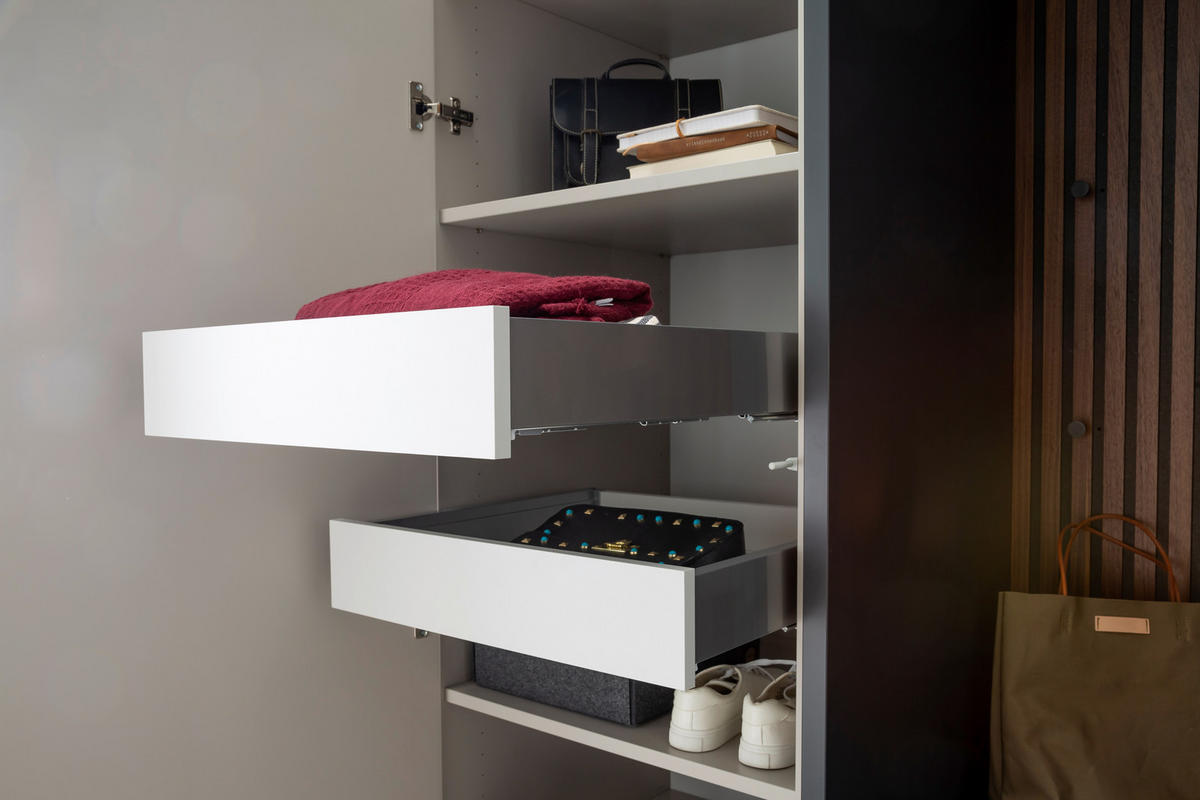 GARDEROBE 5-teilig  in 196/233/59 cm  - Anthrazit/Nussbaumfarben, Design, Holz/Holzwerkstoff (196/233/59cm) - Moderano