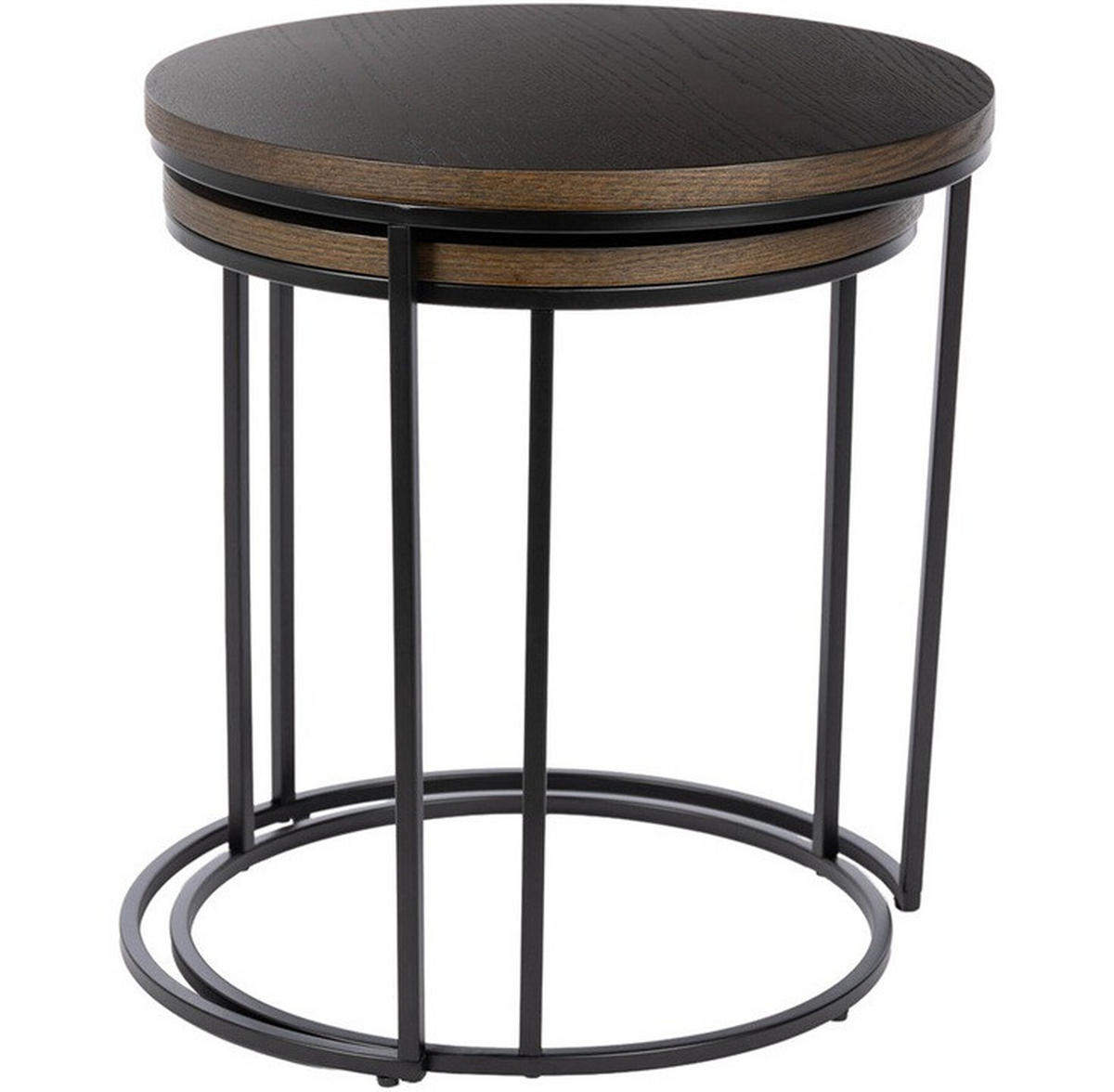 SIDOBORD SET i trä, metall 45/50/45/50/49/54 cm  - brun/svart, Design, metall/trä (45/50/45/50/49/54cm) - Best Price