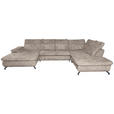 WOHNLANDSCHAFT Beige Struktur  - Beige/Schwarz, KONVENTIONELL, Textil/Metall (188/357/253cm) - Carryhome
