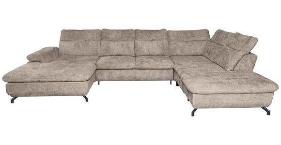 WOHNLANDSCHAFT Beige Struktur  - Beige/Schwarz, KONVENTIONELL, Textil/Metall (188/357/253cm) - Carryhome