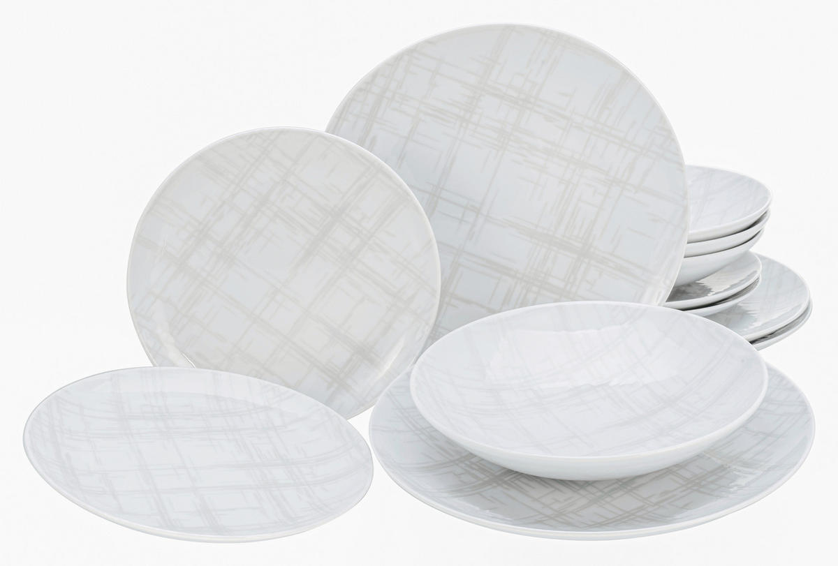 JÍDELNÍ SOUPRAVA, porcelán - bílá/vícebarevná, Basics, keramika - Creatable