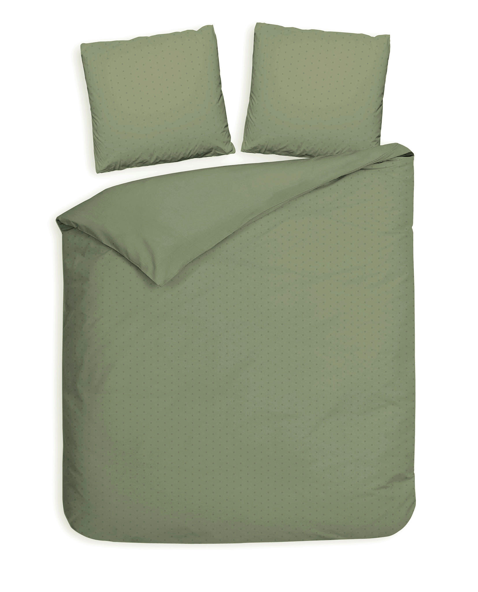 BETTWÄSCHE 3-teilig Punto Makosatin 200/200 cm  - Grün, Basics, Textil (200/200cm) - Heckettlane