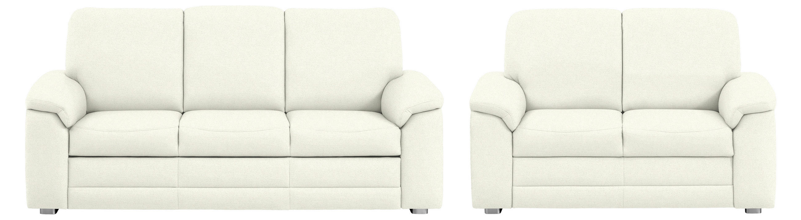 SITZGARNITUR Chenille Creme  - Creme/Alufarben, Konventionell, Textil/Metall (208/156/96/89cm) - Beldomo Comfort