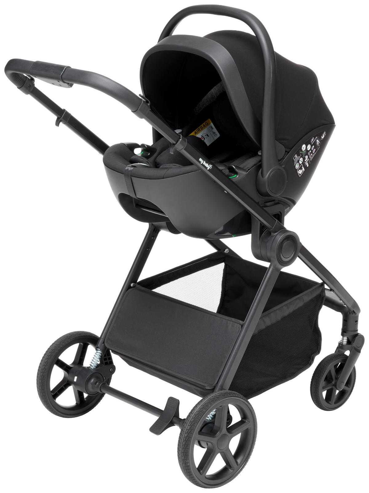 KINDERWAGENSET   schwarz  - Schwarz, Basics, Textil/Metall - My Baby Lou