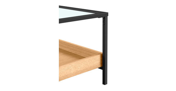 COUCHTISCH Eiche furniert, massiv ESG 110/60/40 cm rechteckig Klar, Naturfarben, Schwarz - Klar/Eichefarben, Natur, Glas/Holz (110/60/40cm) - Novel