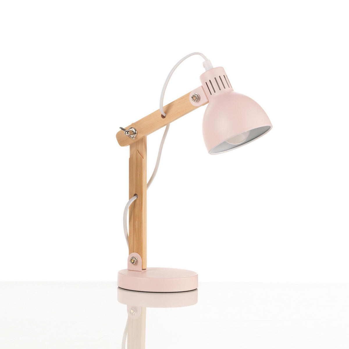 TISCHLEUCHTE 23/38 cm   - Hellrosa/Weiß, Basics, Holz/Kunststoff (23/38cm)