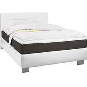 BOXSPRINGBETT 100 cm x 200 cm in Textil Grau, Weiß - Chromfarben/Weiß, Design, Kunststoff/Textil (100/200cm) - Hom`in