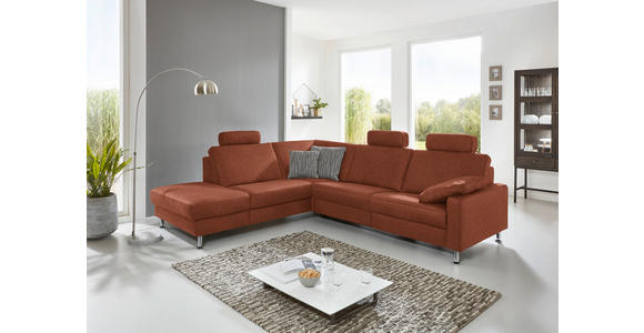 ECKSOFA in Mikrofaser Rotbraun 242/275 cm - Rotbraun/Alufarben, Design, Textil/Metall (242/275cm) - Dieter Knoll