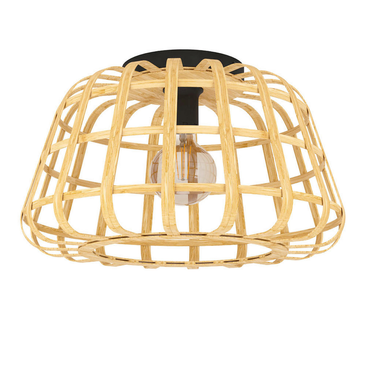 DECKENLEUCHTE Montezuelo 45/26,5 cm   - Schwarz, Natur, Holz/Metall (45/26,5cm) - Eglo