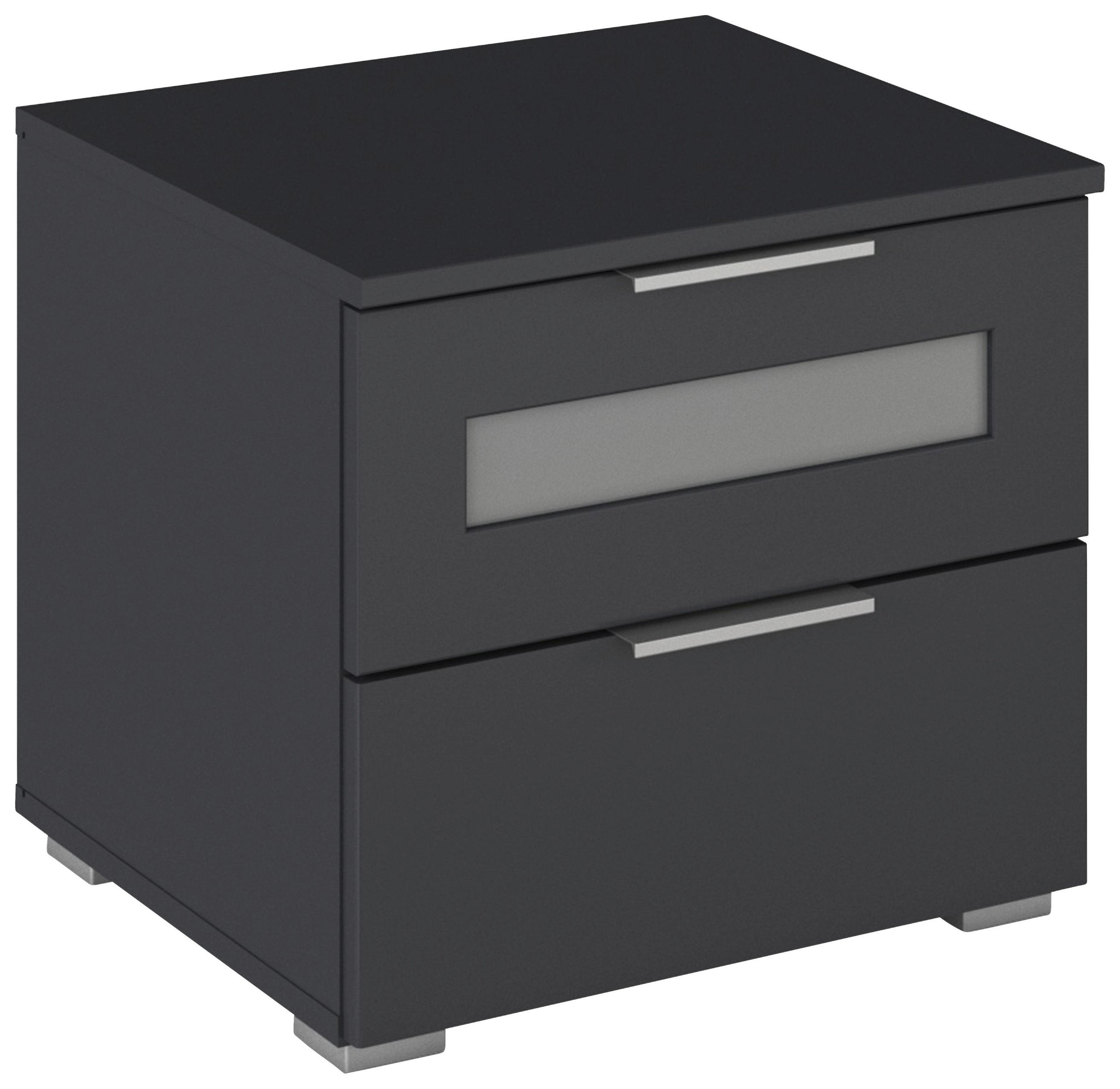 Nachkästchen Grau Metallic Dekor H: 43 Cm Mars