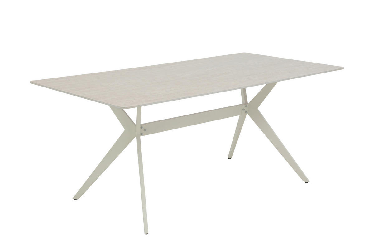 ESSTISCH Beige rechteckig   - Beige/Weiß, MODERN, Stein/Metall (90/180/76cm) - MID.YOU