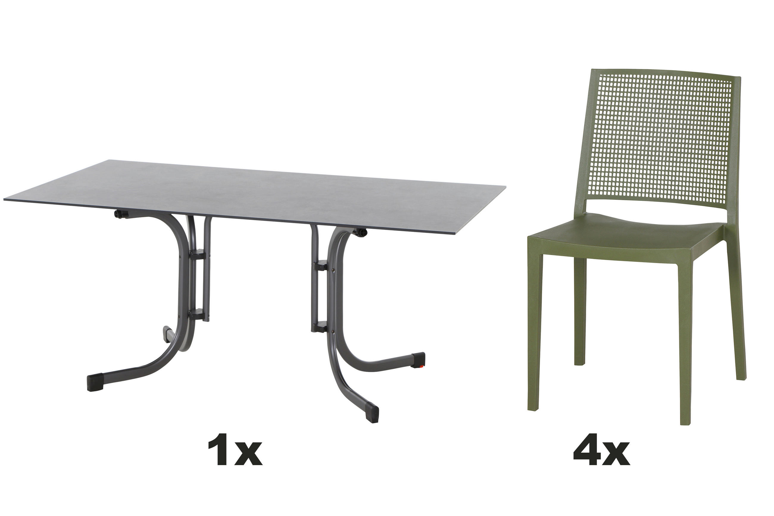 GARTENGARNITUR 5-teilig Stahl 5-teilig  - Grün, Basics, Kunststoff/Metall (90/80/160cm) - Siena Garden