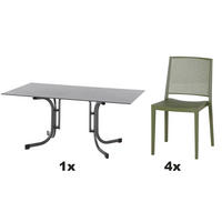 GARTENGARNITUR 5-teilig Stahl 5-teilig  - Grün, Basics, Kunststoff/Metall (90/80/160cm) - Siena Garden