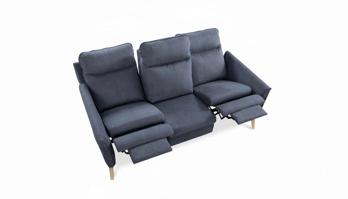 3-SITZER-SOFA  in Mikrofaser Blau Skandinavisch, Modern  - Blau/Buchefarben, Design, Holz/Textil (202/110/92cm) - Livetastic