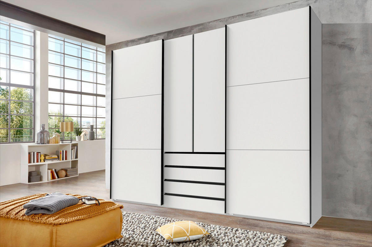 SCHWEBETÜRENSCHRANK  in Weiß  - Chromfarben/Weiß, MODERN, Holzwerkstoff/Metall (300/236/65cm) - P & B
