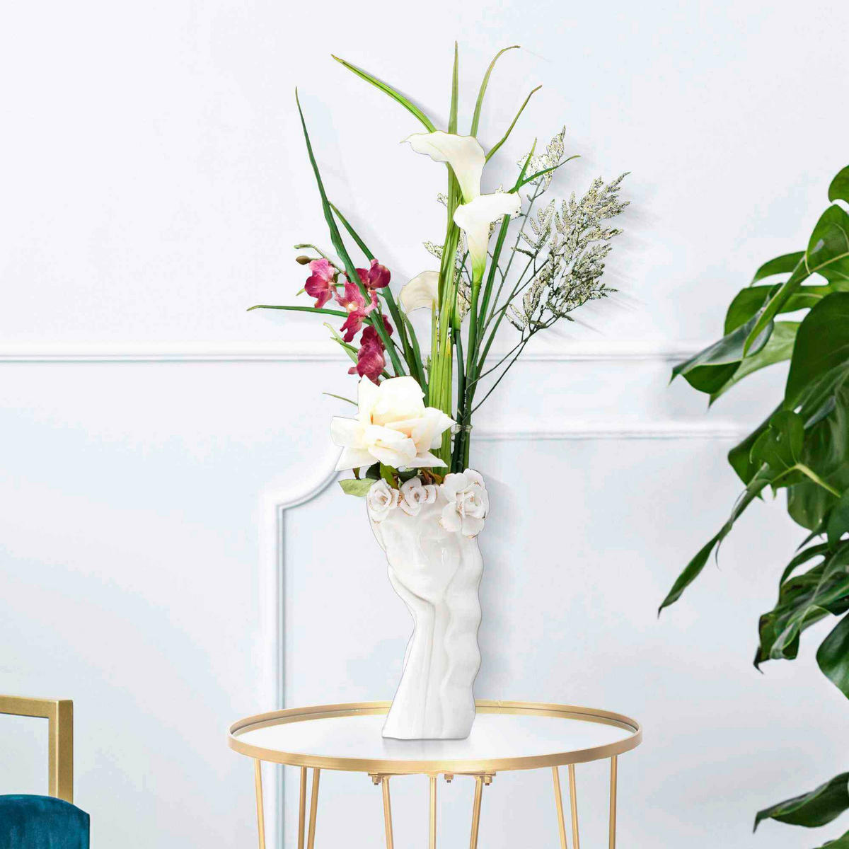 Vase Woman Cute  - Goldfarben/Weiß, Basics, Keramik (14.8/29/13  cm)