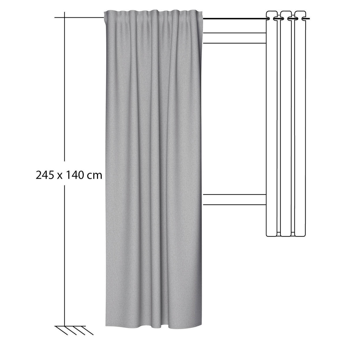 FERTIGVORHANG  blickdicht  140/245 cm   - Grau, Basics, Textil (140/245cm) - Fuggerhaus