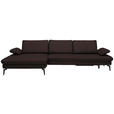 ECKSOFA in Echtleder Braun  - Schwarz/Braun, Design, Leder/Metall (157/325cm) - Dieter Knoll