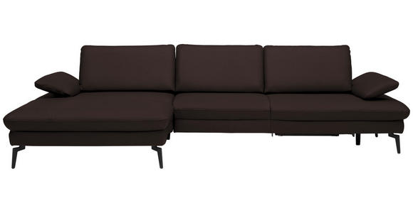 ECKSOFA in Echtleder Braun  - Schwarz/Braun, Design, Leder/Metall (157/325cm) - Dieter Knoll