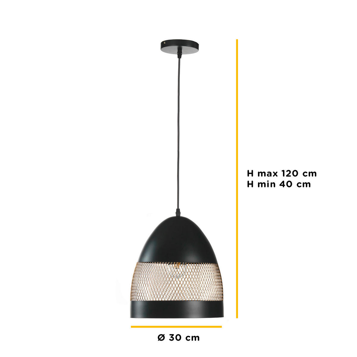 ZÁVESNÉ SVIETIDLO, 30/120 cm  - čierna/bronzová, Design, kov (30/120cm)